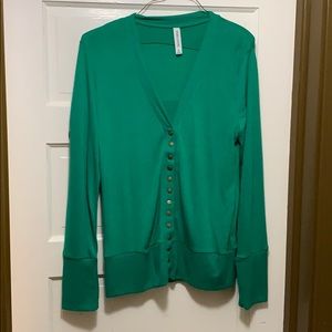 Kelly green snap cardigan